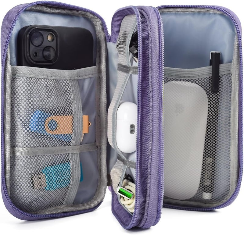 CAOODKDK Electronic Organizer Travel Cable Accessories Bag, Electronic Organizer Case, Electronic Accessories Organizer Bag for Power Bank, Charging Cords, Chargers, Mouse, USB Cable, Earphones (Purple) - Image 3